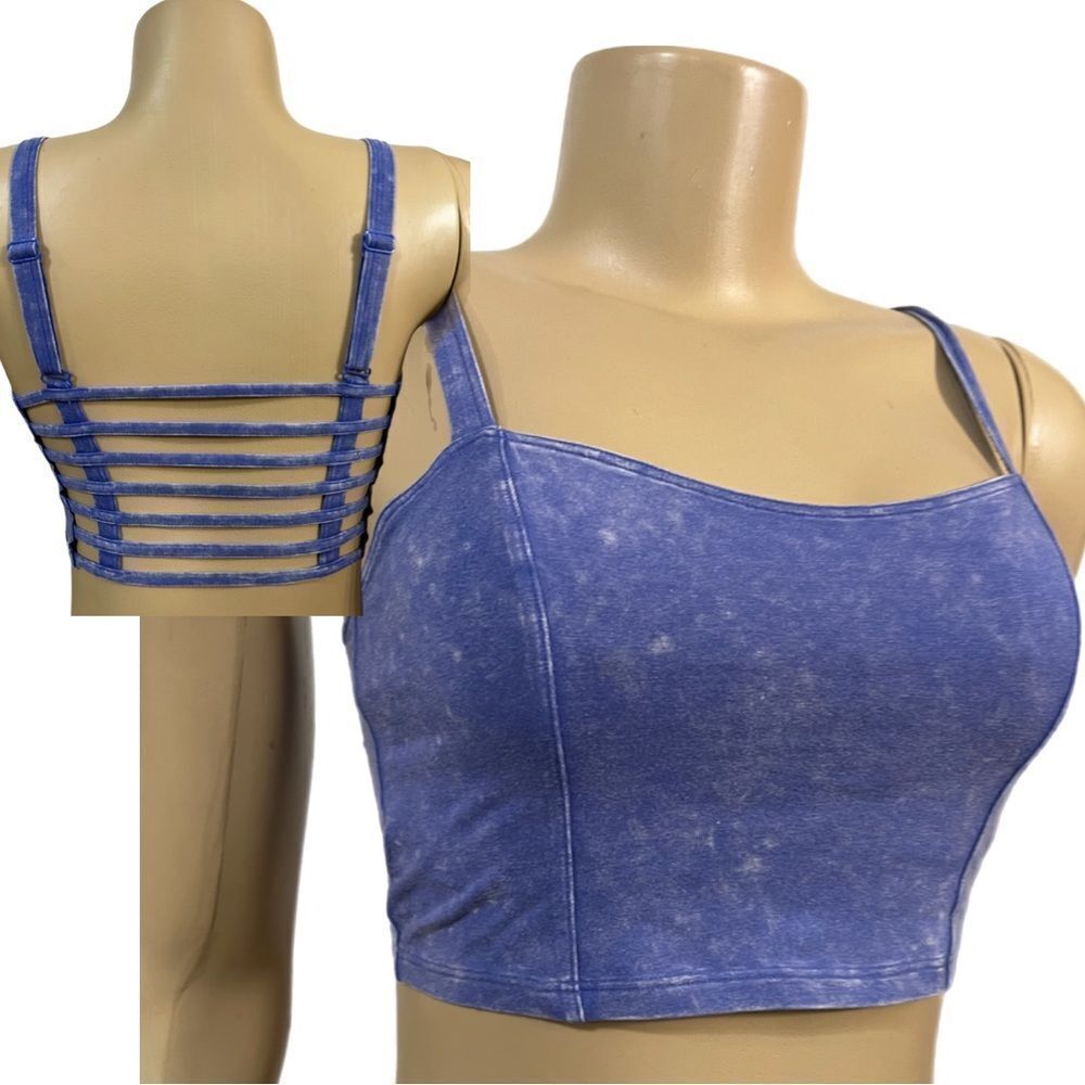 Victoria’s Secret Pink cotton unlined strappy Crop top bralette  lavender Large